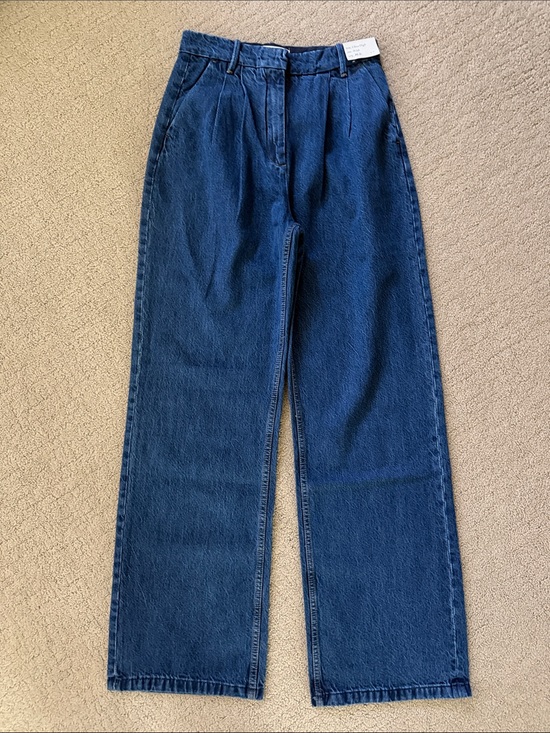 Abercrombie & Fitch Pants - Abercrombie & Fitch Wide-Leg High-Rise Trousers - Navy Blue
